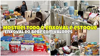 MOSTRANDO ENXOVAL COMPLETO DO MEU BEBÊ COM VALORES +TODO ESTOQUE DE FRALDAS E HIGIENE, ROUPAS E MAIS