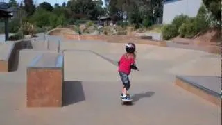 4 and 5 year old Minna Stess in her first skate video