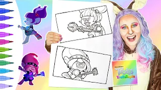 Coloring Poppy and Val's ROCK BATTLE Trollstopia | Trolls Coloring Book Page | Markers