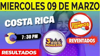 Sorteo 7:30PM Nuevos Tiempos y 3 Monazos Medio día del miercoles 9 de marzo del 2022