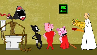 Siren Head, Piggy Family, Cartoon Cat With Granny Battle In WC - Roblox Piggy Animation - GV Studio