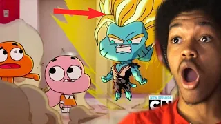 HE TURNED SUPER SAIYAN?!?! ANIME And CARTOON PORTRAYED In The Amazing World Of Gumball