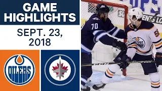 NHL Pre-season Highlights | Oilers vs. Jets - Sept. 23, 2018