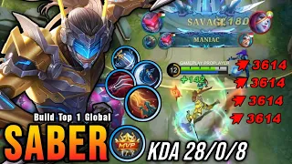 SAVAGE & MANIAC!! 28 Kills Saber Crazy Critical Damage!! - Build Top 1 Global Saber ~ MLBB