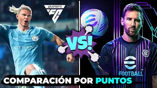 ¡LA NUEVA RIVALIDAD! 🔥 EA SPORTS FC 24 🆚 EFOOTBALL 2024 | comparación por puntos 🧐