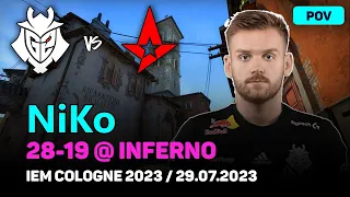 CSGO POV G2 NiKo (28/19) vs Astralis (inferno) @ IEM Cologne 2023 / Jul 29, 2023