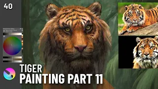 Krita Tutorial TIGER Painting Part 11  // Traditional + Digital LIVE