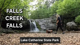 Hiking to Falls Creek Falls on the Falls Branch Trail at Lake Catherine State Park in Arkansas