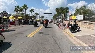 2023 Daytona Bike Week. Guy drops Harley with wife on it!!!