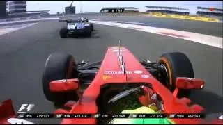 F1 Bahrain GP 2013 - Massa with Damaged Front Wing Behind Rosberg