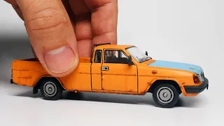 VOLGA "Burlak" GAZ-2403 – pickup, battered by time: how to assemble and paint scale model