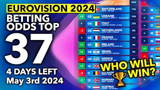 🏆 Who will be the WINNER of EUROVISION 2024? | Betting Odds TOP 37 (May 3rd - 4 days to go)