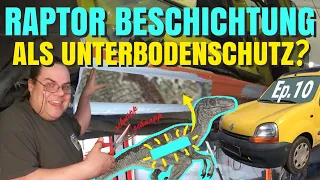 Unterboden Beschichtung mit "Raptor Lack" |  Kreatives Reptilenmuster auf dem Schweller mit Sikaflex