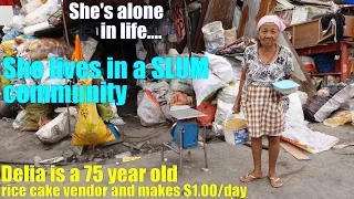 An Old Filipino Grandmother Living in Poverty in Manila Philippines. Living Alone in Poverty