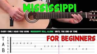 MISSISSIPPI | Easy guitar melody lesson for beginners (with tabs) - Pussycat