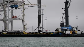 SpaceX Falcon 9 Rocket Booster 1051 on OCISLY at Port Canaveral in 4k UHD