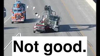 Semi truck hits pickup, explodes on camera