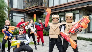 LTT Nerf War : Couple SEAL X Warriors Nerf Guns Fight ROBOT Corps Crime Group Dr Lee