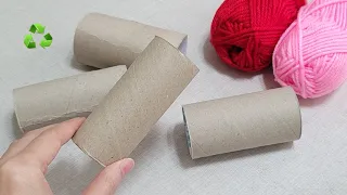 So Cute!! Christmas decoration idea with toilet paper rolls and yarn. DIY Recycling craft ideas