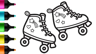 How to Paint Roller Skates Easy Step by Step Fun Easy Painting and Coloring Page for Kids