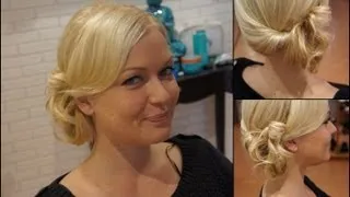 COMO HACER UN RECOGIDO LATERAL - Side swept rolled updo hairstyle for medium hair