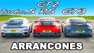 Porsche 911 GT2 RS vs Turbo S vs GT3: ARRANCONES