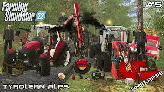 Selling LOGS to SAWMILL in RAIN & MUD - LANDSLIDE | Tyrolean Alps | Farming Simulator 22 | Episode 5