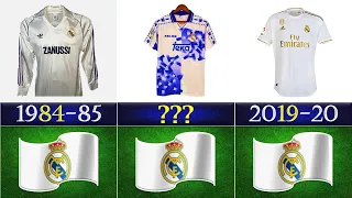 Evolution of Real Madrid Jersey home from 1984-2024