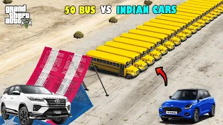 Indian Cars Vs 50 Buses Challenge In gta 5 -Gaming Beans