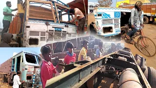 Old Truck Body Re-build and Painting || Body Restoring Skill || Indian truck mechanics #inshot