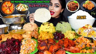 Eating Lemon Rice,Curd Rice,Tomato fried Rice,Coriander Pulao South Indian Food ASMR Eating Video