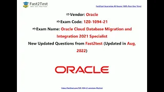 [Aug, 2022] Fast2test 1Z0-1094-21 PDF Dumps and 1Z0-1094-21 Exam Questions (48-63)