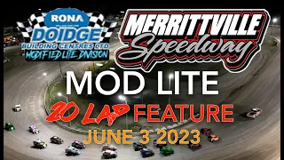 🏁 Merrittville Speedway 6/03/23  MOD LITES  20 LAP FEATURE RACE Aerial View