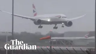 Plane struggles to land at Heathrow as Storm Erik hits UK and Ireland