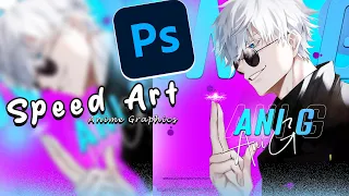 Anime wallpaper - Gojo Satoru SPEED ART in Photoshop