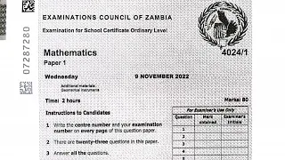 Revision in maths paper one (2022 internal ECZ)