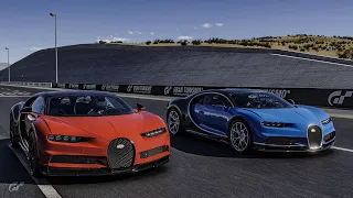 Gran Turismo 7 Drag race: Bugatti Chiron Sport (Replica) vs Bugatti Chiron