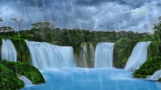 Heavy Rain & Powerful Waterfall Sounds | White Noise for Sleeping