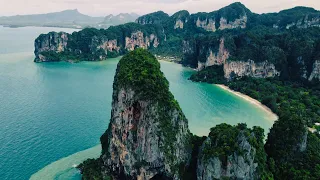 15 minute relaxing music - 4k drone nature video - meditation - railay beach thailand