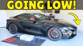 Installing The BEST Suspension Upgrade For The Toyota Supra! H&R Lowering Spring Instalation