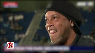 Ronaldinho au Parc des Princes pour le Match Paris SG vs RB Leipzig