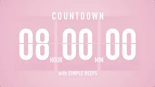 8 Hours Countdown Flip Clock Timer / Simple Beeps 🌸🔔