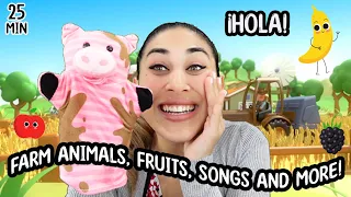 Fruits, Farm Animal Songs and more! All in Spanish with Miss Nenna the Engineer | Spanish For Minis