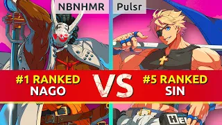 GGST ▰ NBNHMR (#1 Ranked Nagoriyuki) vs Pulsr (#5 Ranked Sin). High Level Gameplay