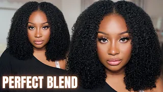 NATURAL HAIR Blends in PERFECTLY with Kinky Curly V-Part Wig ft WavyMy Hair