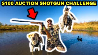 $100 AUCTION Shotgun SINGLE-SHOT Duck Hunting CHALLENGE!!! (Catch Clean Cook)
