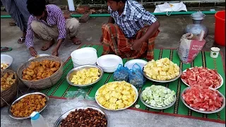 Huge Fruits & Traditional Food Arrangement For Ramadan Iftar - Evening Snacks For Fasting Villagers