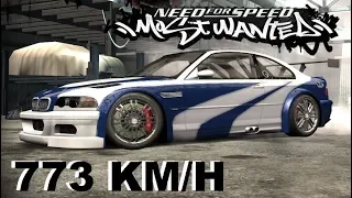 NFS MW Crazy M3 GTR 773 Km/H Speed Test in Secret Area