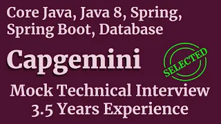 Java 8, Spring Boot, database interview Questions | Capgemini Technical Mock Java Interview
