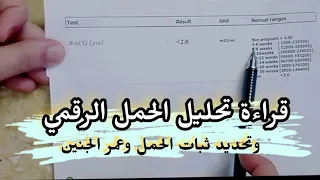 قراءة تحليل الحمل الرقمي وتحديد عمر الجنين والحمل بتؤام،والحمل العنقودي والحمل خارج الرحم B hcg test